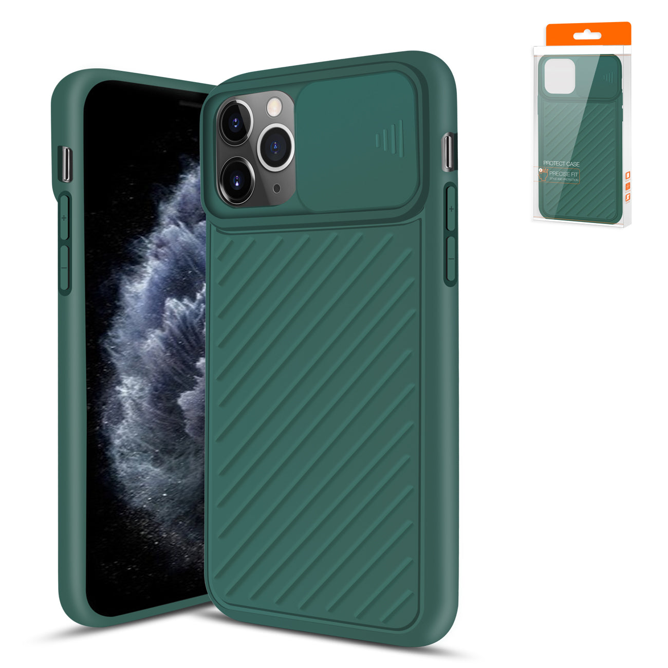Reiko Camshield Series Case With Slide Camera Cover Tpu Case For APPLE IPHONE 11 PRO MAX In Green